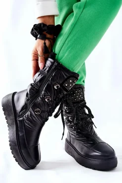 Online Damskie buty S.Barski Damskie Śniegowce Ocieplane Czarne Chardonnay