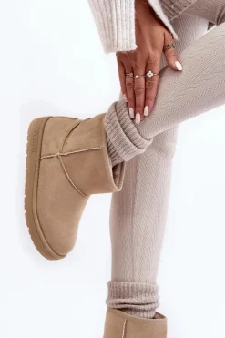 Sale Big Star Shoes Damskie Śniegowce Ocieplane Futerkiem Beżowe Big Star MM274160