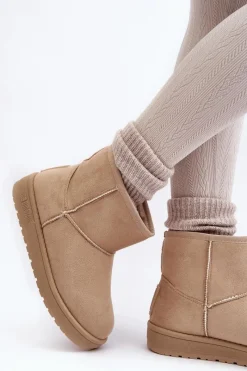 Sale Big Star Shoes Damskie Śniegowce Ocieplane Futerkiem Beżowe Big Star MM274160