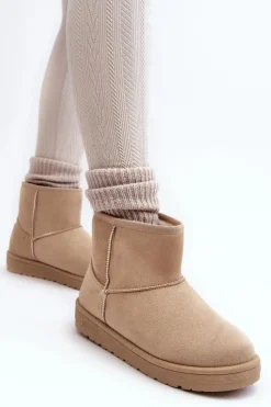 Sale Big Star Shoes Damskie Śniegowce Ocieplane Futerkiem Beżowe Big Star MM274160