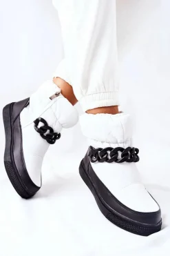 Online Damskie buty S.Barski Damskie Śniegowce Ocieplane Białe Khariche