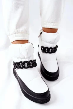 Online Damskie buty S.Barski Damskie Śniegowce Ocieplane Białe Khariche