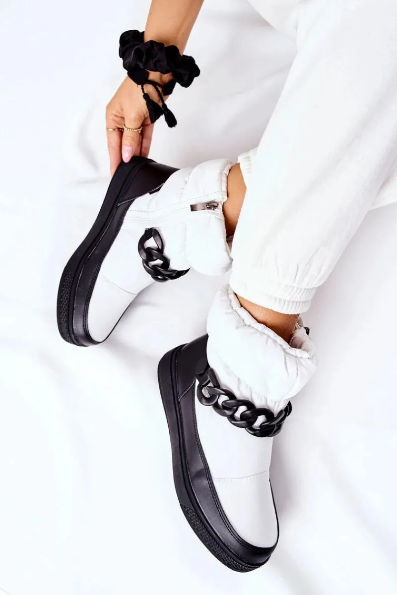 Online Damskie buty S.Barski Damskie Śniegowce Ocieplane Białe Khariche