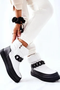 Online Damskie buty S.Barski Damskie Śniegowce Ocieplane Białe Khariche