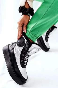 Outlet Damskie Śniegowce Ocieplane Srebrne Kennilis Damskie Śniegowce Damskie