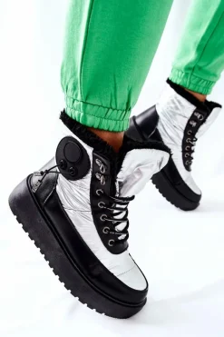 Outlet Damskie Śniegowce Ocieplane Srebrne Kennilis Damskie Śniegowce Damskie