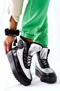 Outlet Damskie Śniegowce Ocieplane Srebrne Kennilis Damskie Śniegowce Damskie