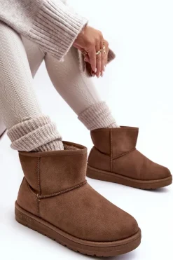 Śniegowce Damskie>Big Star Shoes Damskie Śniegowce Ocieplane Futerkiem Brązowe Big Star MM274161