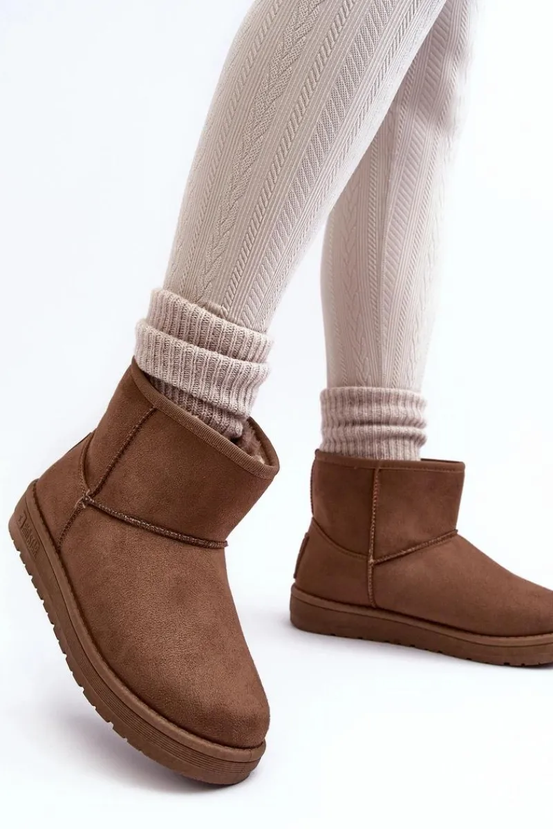 Śniegowce Damskie>Big Star Shoes Damskie Śniegowce Ocieplane Futerkiem Brązowe Big Star MM274161