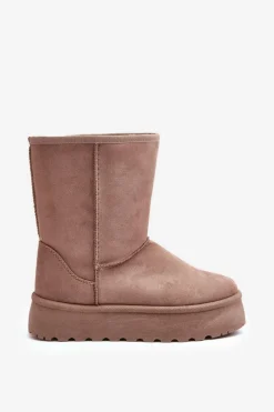 Śniegowce Damskie></noscript>Boto Damskie Śniegowce Ocieplone Futerkiem Ciemnobeżowe Abrams Beżowy