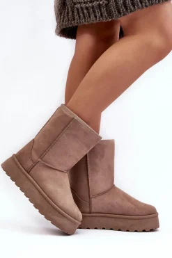 Śniegowce Damskie></noscript>Boto Damskie Śniegowce Ocieplone Futerkiem Ciemnobeżowe Abrams Beżowy