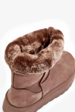Śniegowce Damskie></noscript>Boto Damskie Śniegowce Ocieplone Futerkiem Ciemnobeżowe Abrams Beżowy