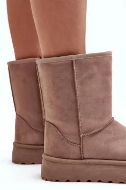 Śniegowce Damskie></noscript>Boto Damskie Śniegowce Ocieplone Futerkiem Ciemnobeżowe Abrams Beżowy