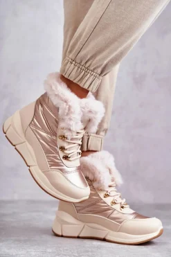 Sale Evento Damskie Śniegowce Sznurowane Jasny Beż Anna