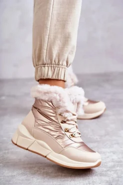 Sale Evento Damskie Śniegowce Sznurowane Jasny Beż Anna