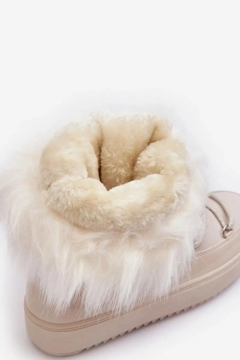 Discount Boto Damskie Śniegowce Sznurowane Jasnobeżowe Santero