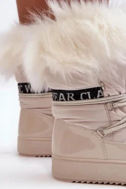 Discount Boto Damskie Śniegowce Sznurowane Jasnobeżowe Santero