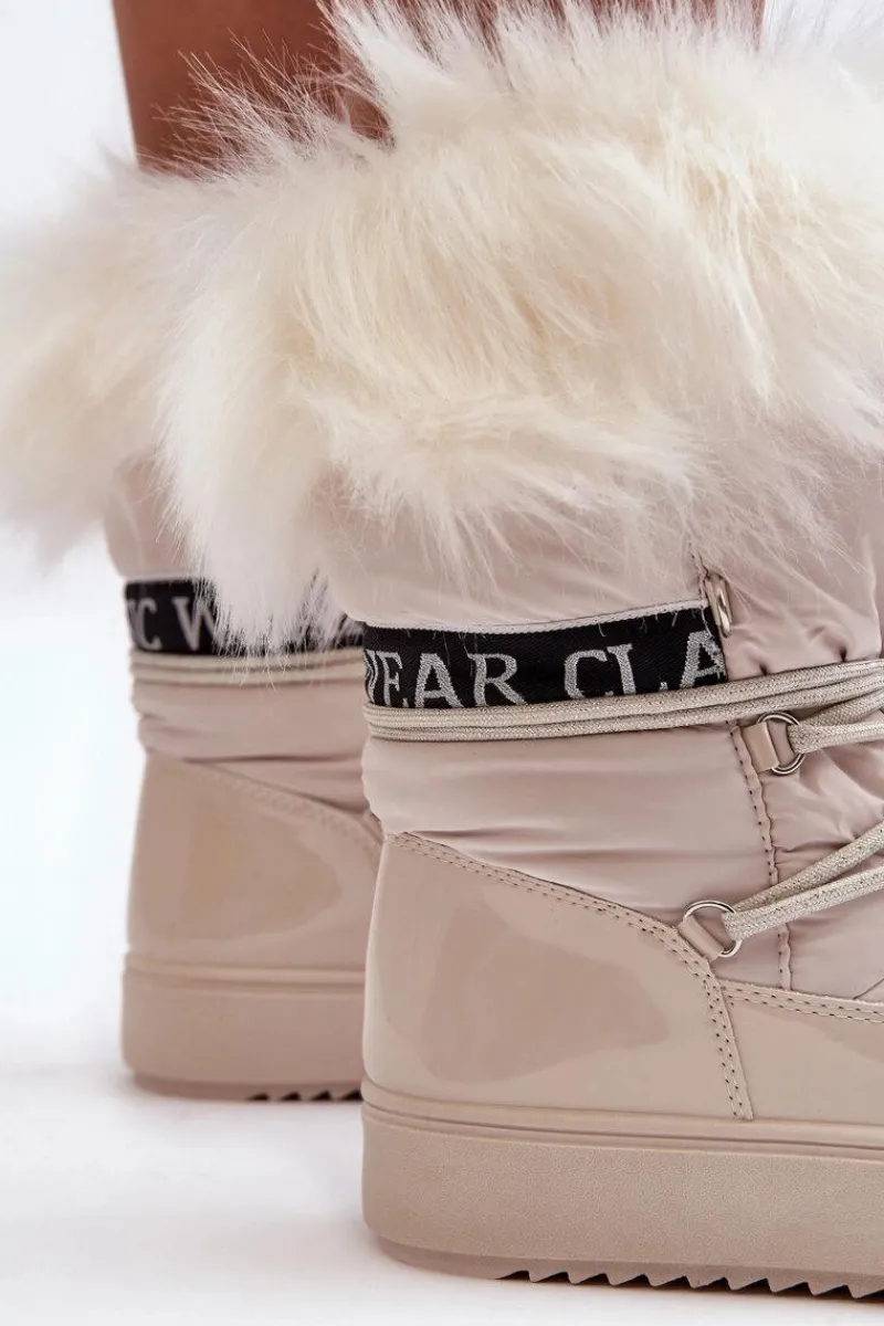 Discount Boto Damskie Śniegowce Sznurowane Jasnobeżowe Santero