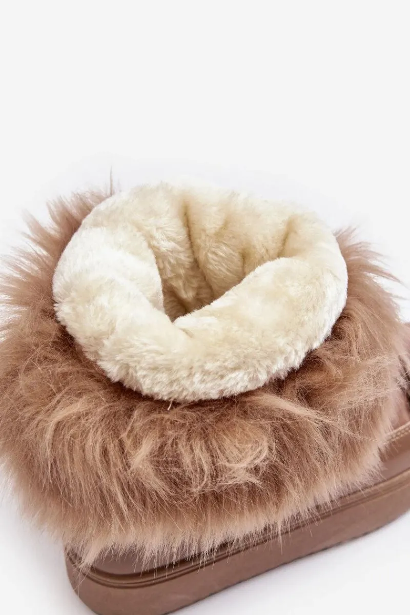 Discount Boto Damskie Śniegowce Sznurowane Ciemnobeżowe Santero Beżowy