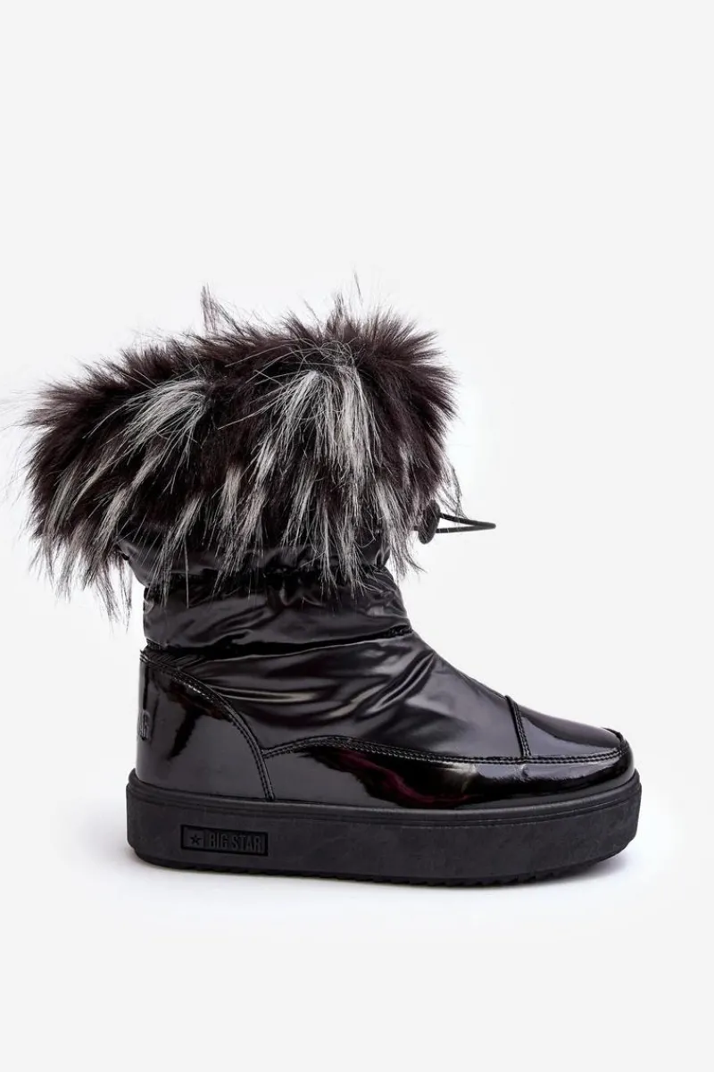 Śniegowce Damskie>Big Star Shoes Damskie Śniegowce Z Futerkiem Czarne Big Star MM274379 Czarny