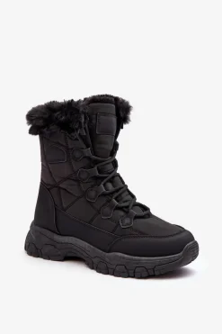 Discount Evento Damskie Śniegowce Z Futerkiem Na Suwak Czarne Vittora