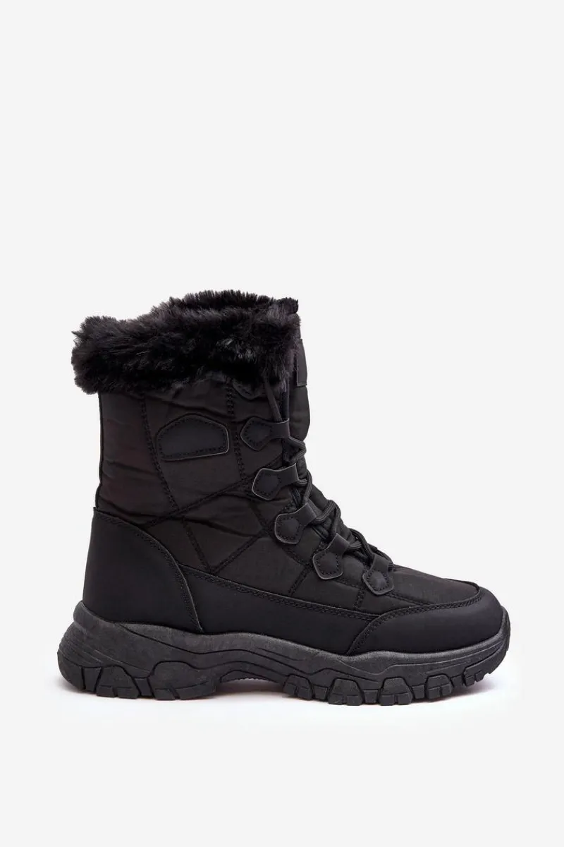 Discount Evento Damskie Śniegowce Z Futerkiem Na Suwak Czarne Vittora