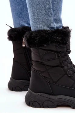 Discount Evento Damskie Śniegowce Z Futerkiem Na Suwak Czarne Vittora
