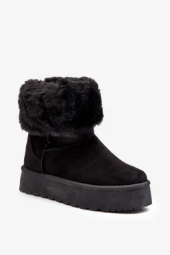 Śniegowce Damskie>Boto Damskie Śniegowce Z Futerkiem Czarne Rainsa