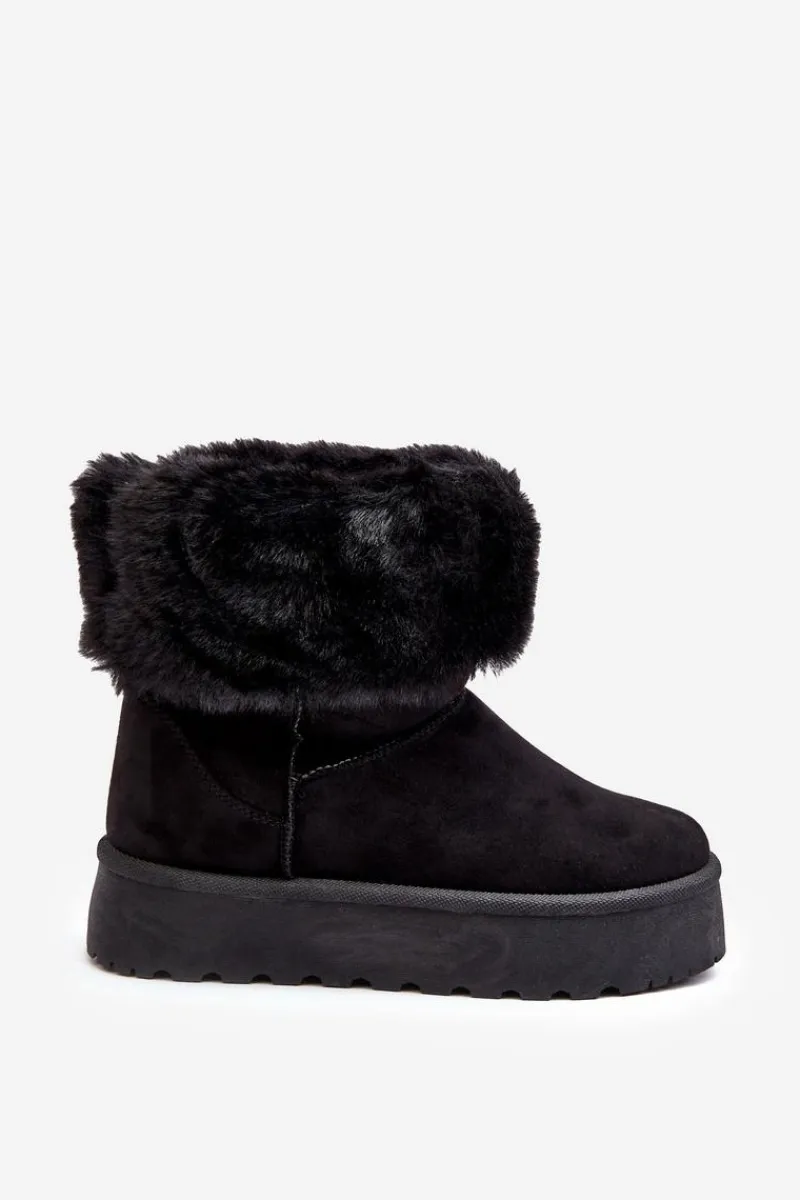 Śniegowce Damskie>Boto Damskie Śniegowce Z Futerkiem Czarne Rainsa