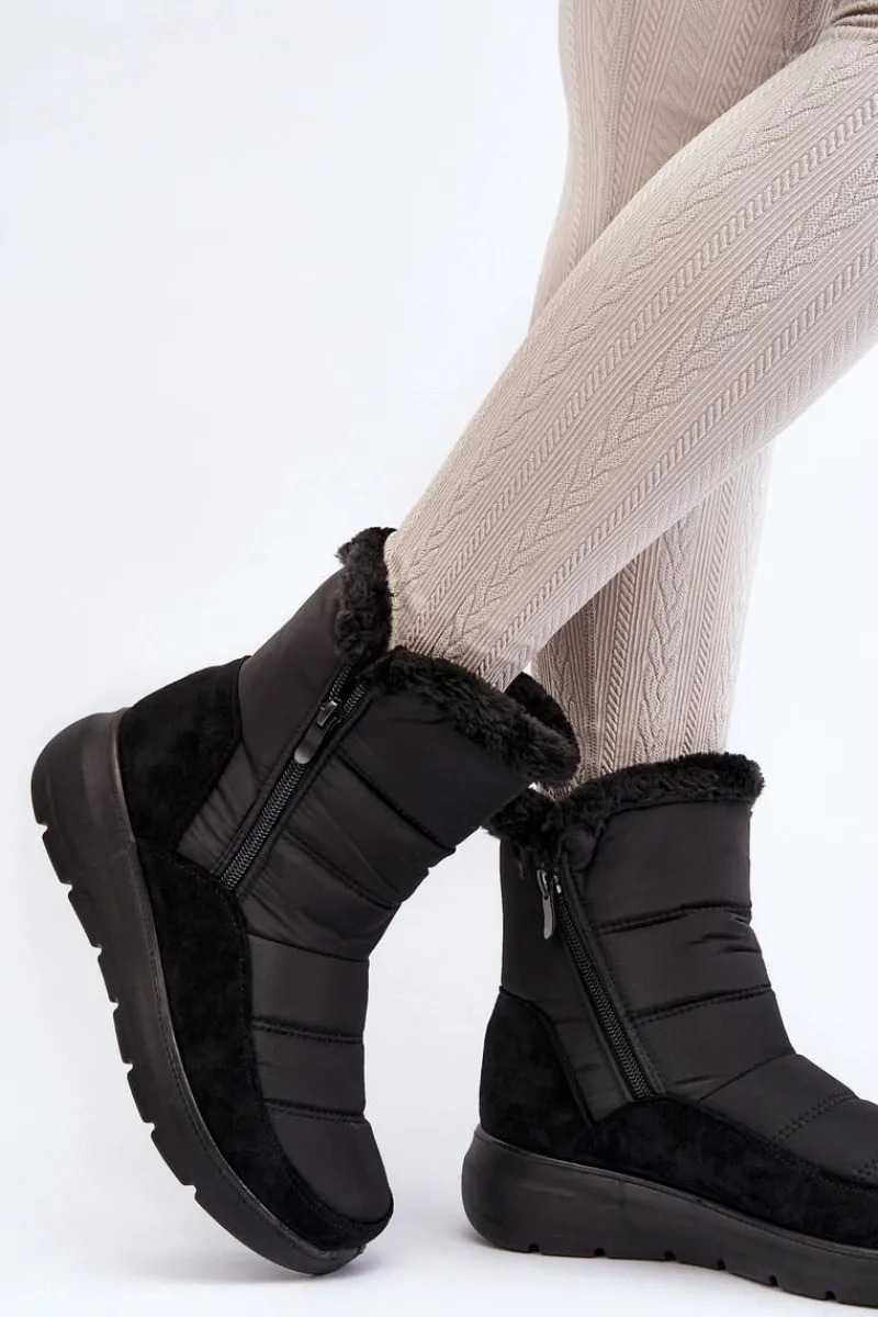Śniegowce Damskie>Boto Damskie Śniegowce Z Futerkiem Czarne Primose Czarny