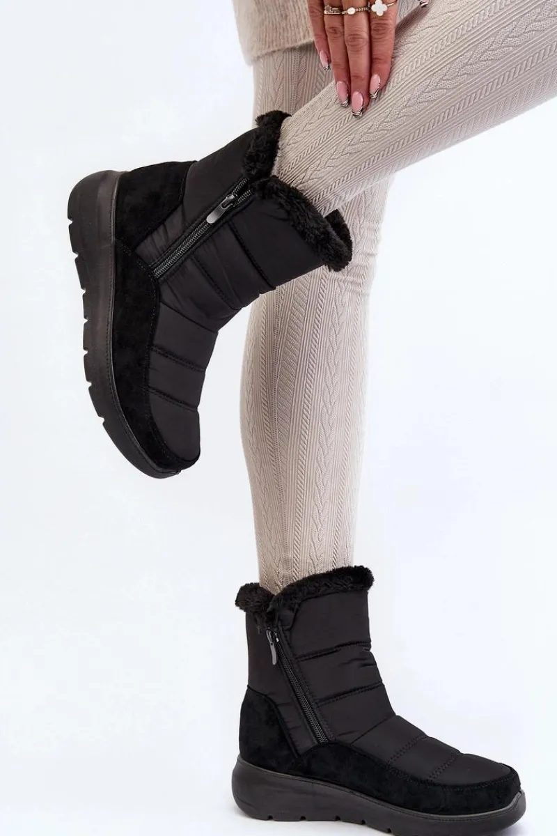 Śniegowce Damskie>Boto Damskie Śniegowce Z Futerkiem Czarne Primose Czarny