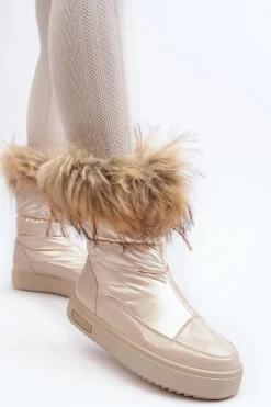 Discount Big Star Shoes Damskie Śniegowce Z Futerkiem Beżowe Big Star MM274380 Beżowy