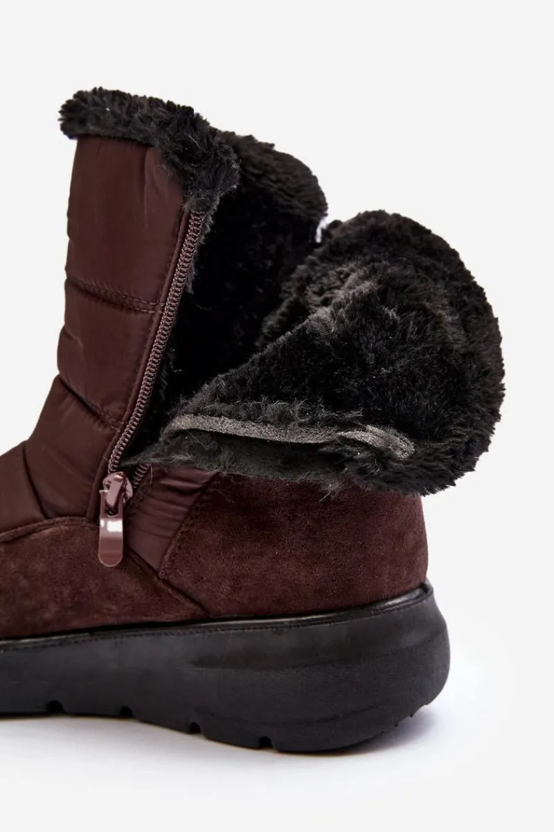 Śniegowce Damskie>Boto Damskie Śniegowce Z Futerkiem Brązowe Primose