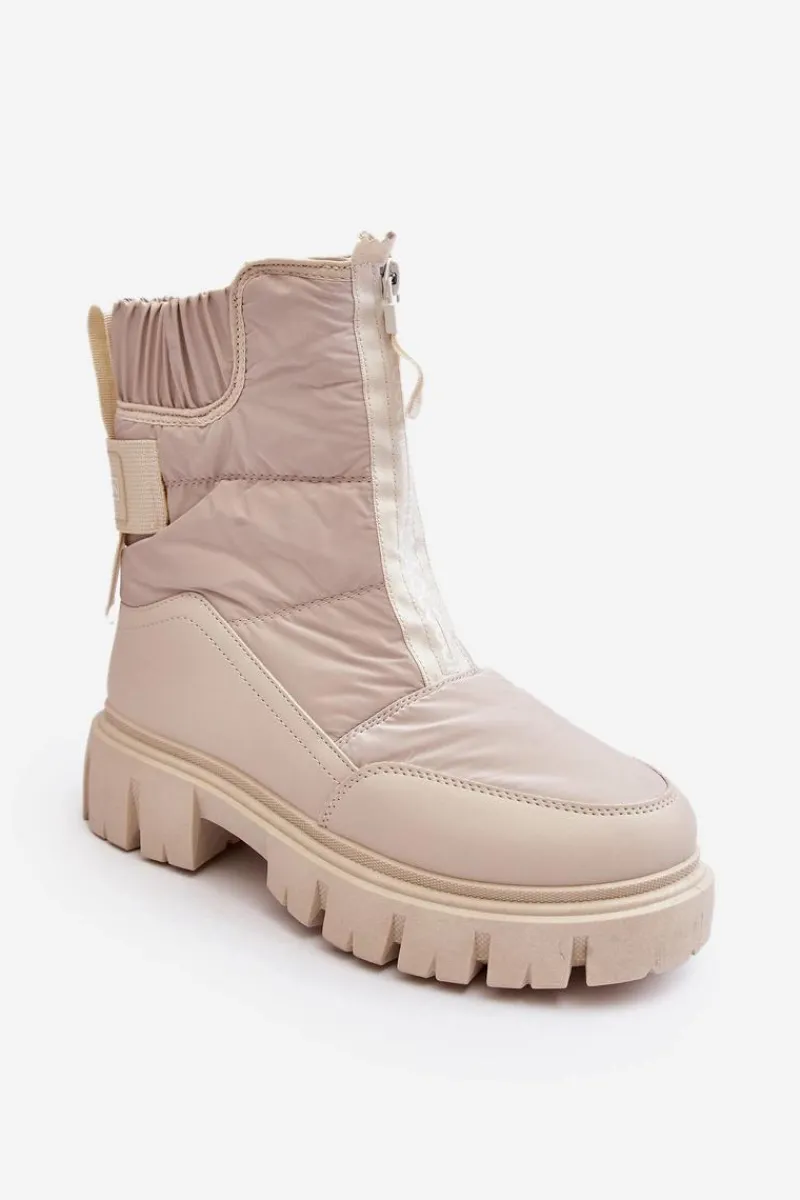 Śniegowce Damskie>Buty damskie Vinceza Damskie Śniegowce Z Suwakiem Ocieplane Futerkiem Jasnobeżowe Hixe