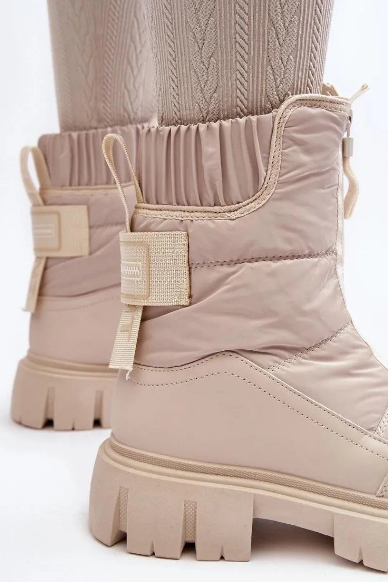 Śniegowce Damskie>Buty damskie Vinceza Damskie Śniegowce Z Suwakiem Ocieplane Futerkiem Jasnobeżowe Hixe