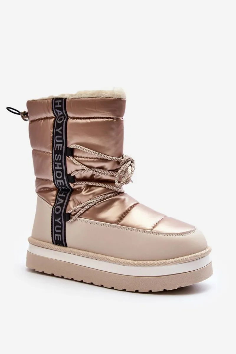Damskie Śniegowce Z Wiązaniem Beżowe Lilara Damskie Śniegowce Damskie