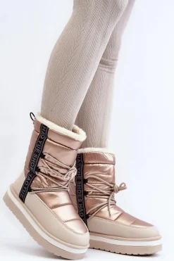 Damskie Śniegowce Z Wiązaniem Beżowe Lilara Damskie Śniegowce Damskie