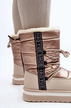 Damskie Śniegowce Z Wiązaniem Beżowe Lilara Damskie Śniegowce Damskie