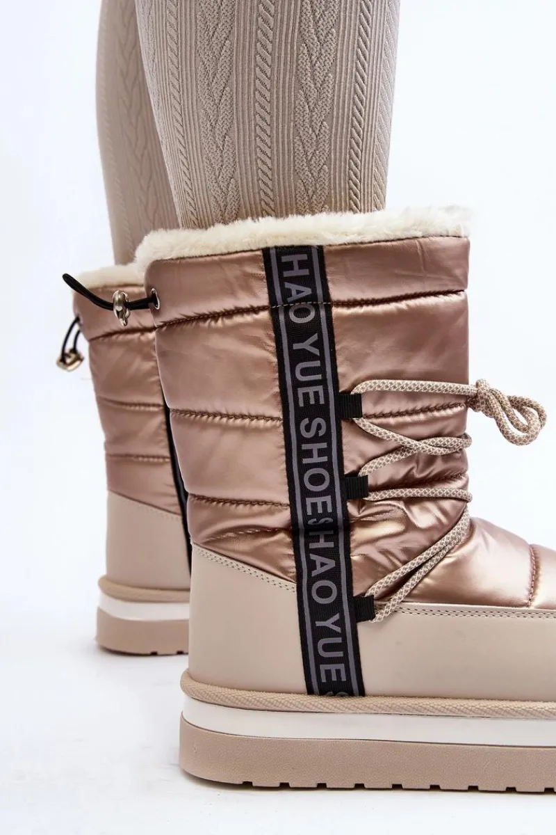 Damskie Śniegowce Z Wiązaniem Beżowe Lilara Damskie Śniegowce Damskie