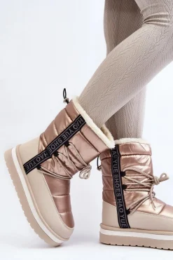 Damskie Śniegowce Z Wiązaniem Beżowe Lilara Damskie Śniegowce Damskie