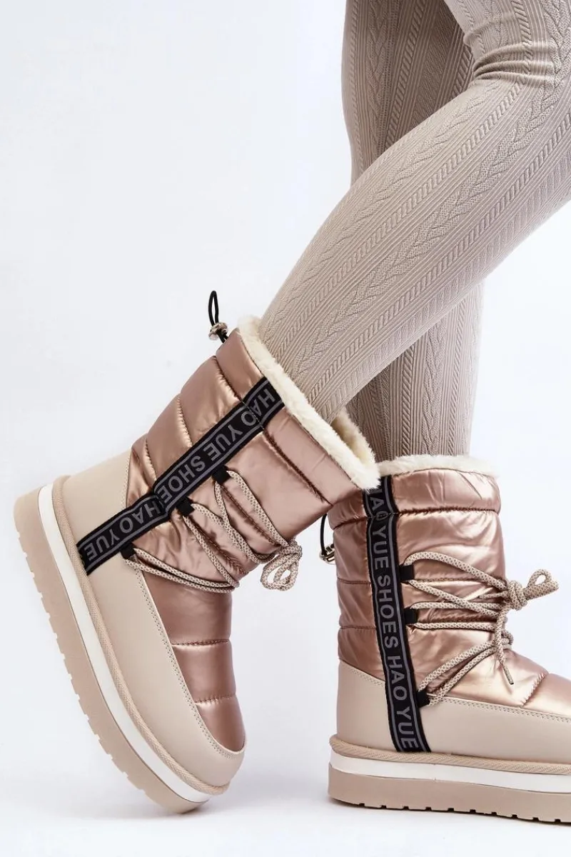 Damskie Śniegowce Z Wiązaniem Beżowe Lilara Damskie Śniegowce Damskie