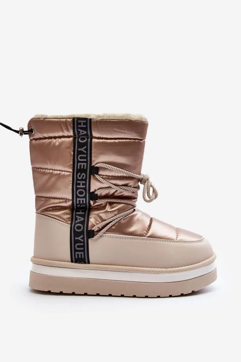 Damskie Śniegowce Z Wiązaniem Beżowe Lilara Damskie Śniegowce Damskie
