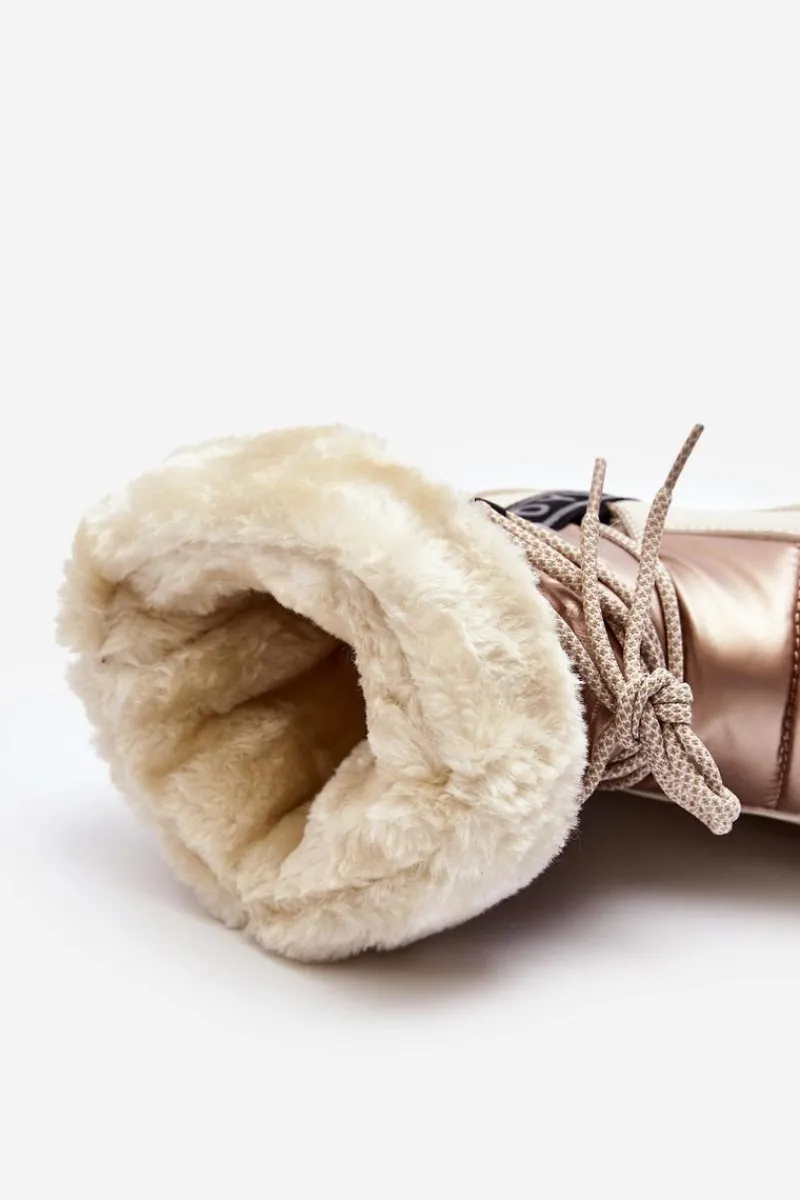 Damskie Śniegowce Z Wiązaniem Beżowe Lilara Damskie Śniegowce Damskie