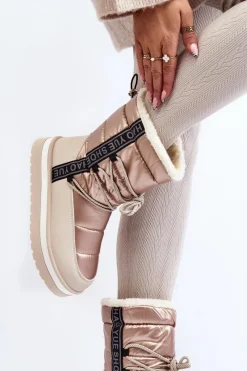 Damskie Śniegowce Z Wiązaniem Beżowe Lilara Damskie Śniegowce Damskie