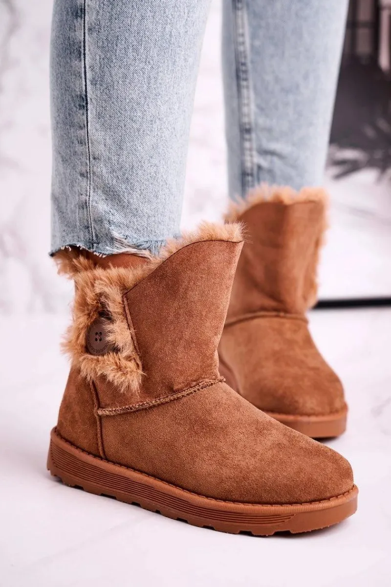 Online Damskie Śniegowce Zamszowe z Futerkiem Brązowe Button Damskie Czarne Botki|Botki Zimowe Damskie