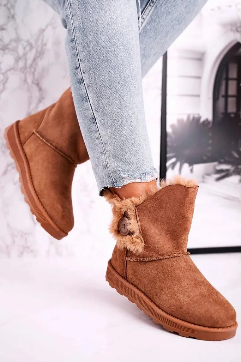 Online Damskie Śniegowce Zamszowe z Futerkiem Brązowe Button Damskie Czarne Botki|Botki Zimowe Damskie
