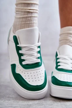 Clearance Damskie Niskie Buty Sportowe Na Platformie Biało-Zielone Kyllie Damskie Buty Sportowe Na Platformie|Sneakersy Damskie