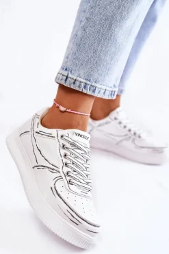 Sneakersy Damskie>Buty damskie Vinceza Damskie Niskie Buty Sportowe Białe Solveig Biały