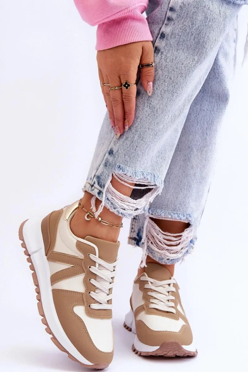 Discount Boto Damskie Niskie Buty Sportowe Beżowe Elliot