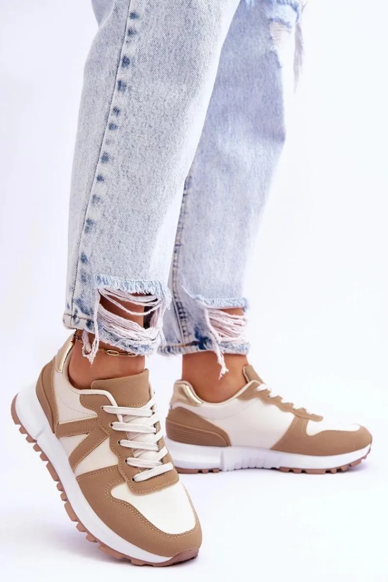 Discount Boto Damskie Niskie Buty Sportowe Beżowe Elliot